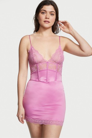 Victoria's Secret Spitze Provocative Slip Kleider Rosa | 758-AJRBZM