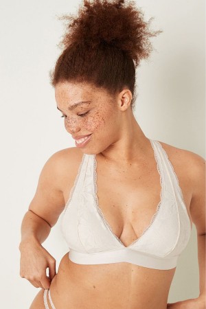Victoria's Secret Spitze Riemchen Back Halterneck Bralette Weiß | 317-HIRTGM