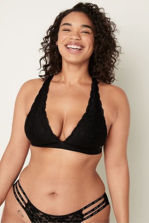 Victoria's Secret Spitze Riemchen Back Halterneck Bralette Schwarz | 326-OFBCJG