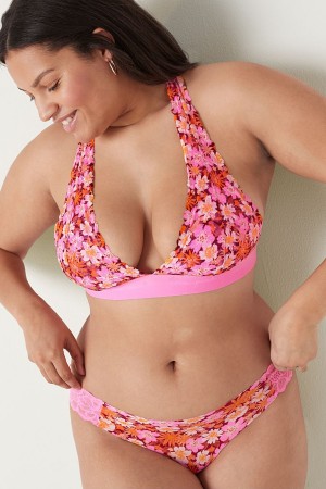Victoria's Secret Spitze Riemchen Back Halterneck Bralette Desire Large Floral | 287-SLQIFT