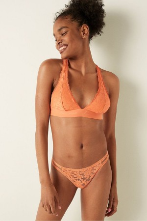 Victoria's Secret Spitze Riemchen Back Halterneck Bralette Koralle Weiß Orange | 836-KRZCTJ