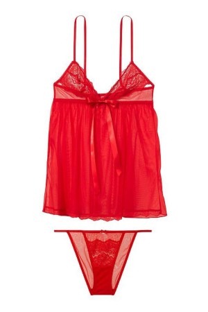 Victoria's Secret Spitze Unlined Non Wired Babydoll Rot | 867-GQPULA