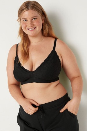 Victoria's Secret Spitze Unlined Triangle Bralette Schwarz | 249-NQRBJI