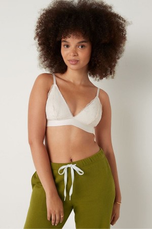 Victoria's Secret Spitze Unlined Triangle Bralette Weiß | 497-ROZSDJ
