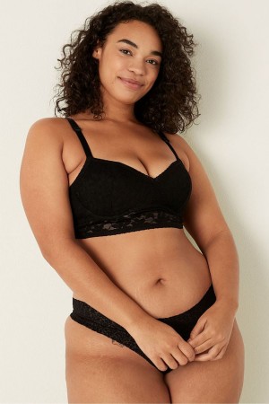 Victoria's Secret Spitze Wired Push Up Bralette Schwarz | 420-TNRJLE