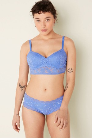 Victoria's Secret Spitze Wired Push Up Bralette Blau | 834-MGJNSV