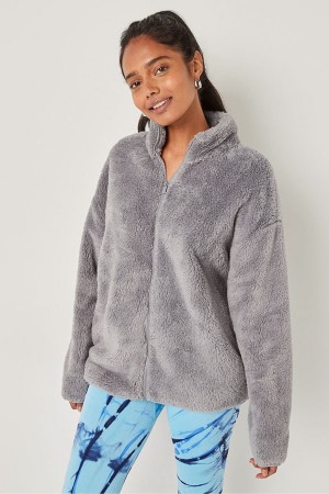 Victoria's Secret Teddy FullZip Jacket Grau | 812-VJAFYQ