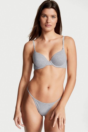 Victoria's Secret The T-Shirt Full Coverage Push Up Logo Bra Grau | 497-IWAKUE