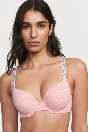 Victoria's Secret The T-Shirt Full Coverage Push Up Logo Bra Rosa | 065-PBMEXT