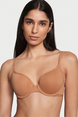 Victoria's Secret The T-Shirt Lightly Gefütterte Logo Riemen Full Cup Bra Honey Glow Nude | 738-GBMSLZ