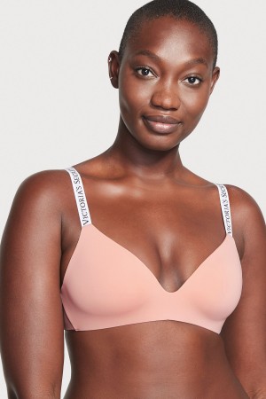 Victoria's Secret The T-Shirt Non Wired Logo T-Shirt Bra Rosa Rosa | 179-LSRUPI