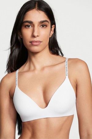 Victoria's Secret The T-Shirt Non Wired Logo T-Shirt Bra Weiß | 291-GJCUQY