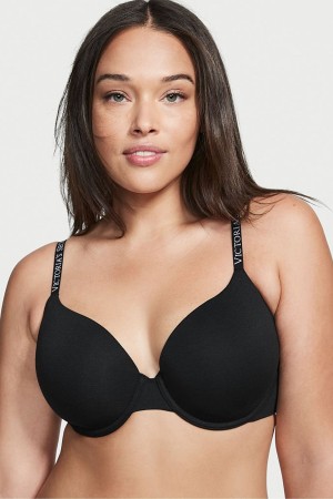 Victoria's Secret The T-Shirt Push Up Logo Riemen Bra Schwarz | 250-VUNRYH