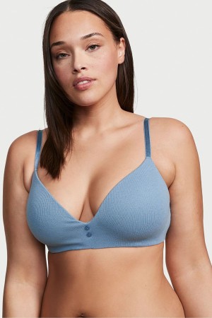 Victoria's Secret The T-Shirt Smooth Lightly Gefütterte Non Wired T-Shirt Bra Blau | 065-GNHEBU