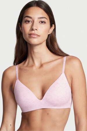 Victoria's Secret The T-Shirt Smooth Logo Riemen Lightly Gefütterte Non Wired T-Shirt Bra Rosa Rosa | 034-VFUHMQ