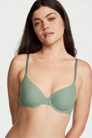Victoria's Secret The T-Shirt Smooth Logo Riemen Light Gefütterte T-Shirt Bra Blau | 874-OWQPJC