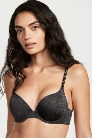 Victoria's Secret The T-Shirt Smooth Logo Riemen Full Cup Push Up T-Shirt Bra Schwarz | 742-LOJXPI
