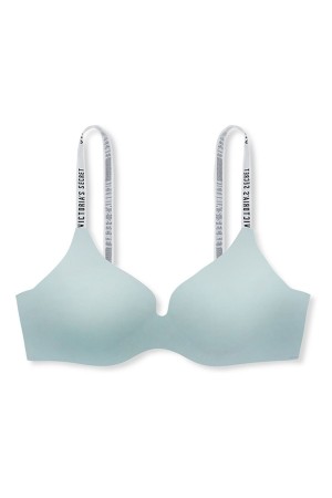 Victoria's Secret The T-Shirt Smooth Logo Riemen Lightly Gefütterte Non Wired T-Shirt Bra Blau | 826-NMVCLO
