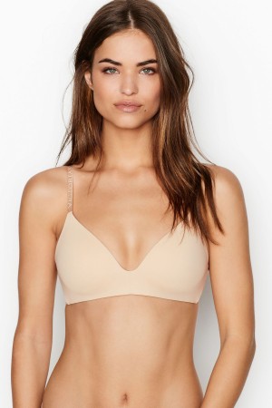 Victoria's Secret The T-Shirt Smooth Logo Riemen Lightly Gefütterte Non Wired T-Shirt Bra Blau | 298-UKDPQW