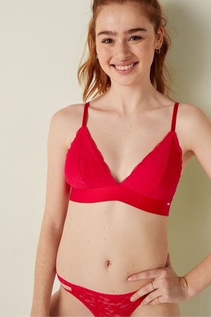 Victoria's Secret Unlined Spitze Triangle Bralette Rot | 184-EKQSRH
