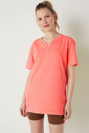 Victoria's Secret V Neck Kurzes Sleeve T-Shirt Blau | 147-IZARCW