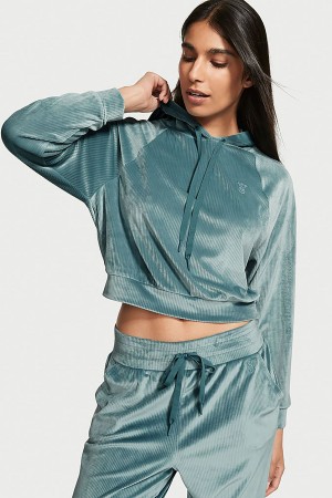 Victoria's Secret Velour Lounge Zip Up Hoodie Grün | 953-GRUXJT
