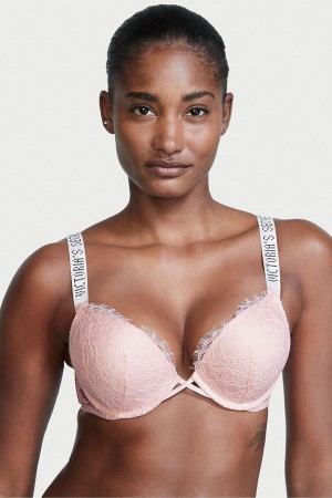Victoria's Secret Very Sexy Bombshell Add 2 Cups Shine Riemen Spitze Push Up Bra Rosa | 179-ZVSCKG