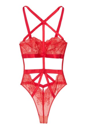 Victoria's Secret Very Sexy Cutout Spitze Unlined Bodysuit Schwarz | 670-SMUPLN