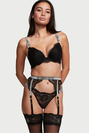 Victoria's Secret Very Sexy Shine Riemen Suspenders Schwarz | 901-PSJEWL