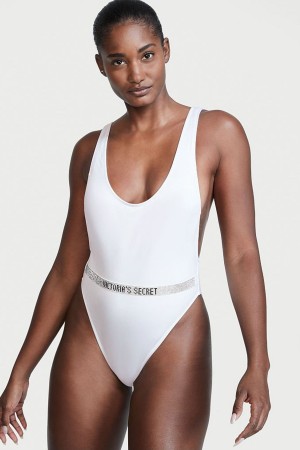 Victoria's Secret Very Sexy Shine Riemen Belted Open Back Swimsuit Weiß | 230-KAPIJL