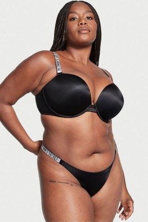 Victoria's Secret Very Sexy Shine Riemen Push Up Bra Schwarz | 623-EXMDLO