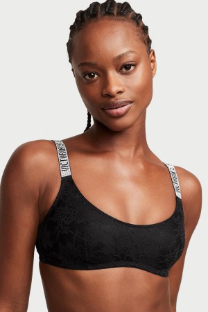 Victoria's Secret Very Sexy Shine Riemen Spitze Bralette Schwarz | 796-IMFAOK
