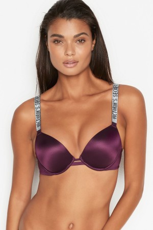 Victoria's Secret Very Sexy Shine Riemen Plunge Push Up Bra Schwarz | 751-HSKBIZ