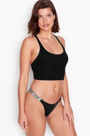 Victoria's Secret Very Sexy Smooth Shine Riemen Knickers Schwarz | 076-BXTNMD