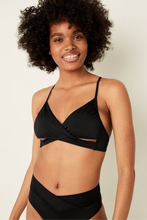 Victoria's Secret Wrap Bikini Top Dunkelschwarz | 584-NGPISR