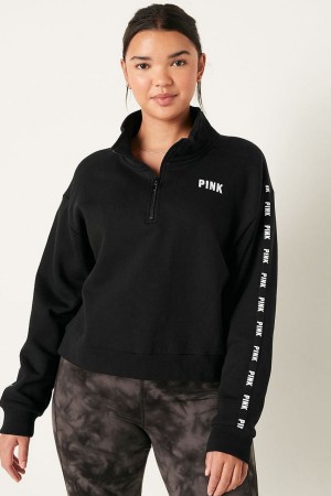 Victoria's Secret Zip Up Long Sleeve Crop Sweatshirt Blau | 768-QOBFZU