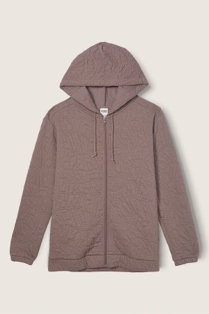 Victoria's Secret Zip Up Long Sleeve Hoodie Kaffee Braun | 256-YJRQZB