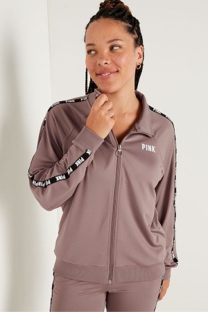 Victoria's Secret Zip Up Long Sleeve Sweatshirt Kaffee Braun | 390-DHJOES